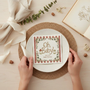 Woodland Mushroom Oh Baby Floral Baby Shower Paper Napkins