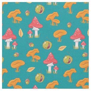 Woodland Mushroom Pattern Fabric