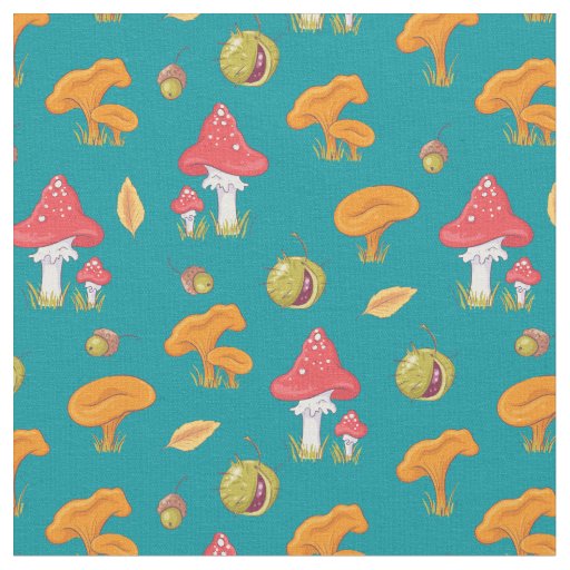 Woodland Mushroom Pattern Fabric