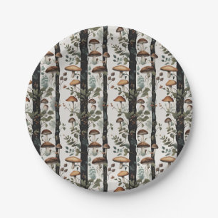 Woodland Mushroom Tree Pattern Paper Plates