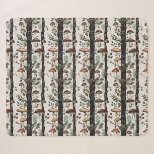 Woodland Mushroom Tree Pattern Sherpa Blanket