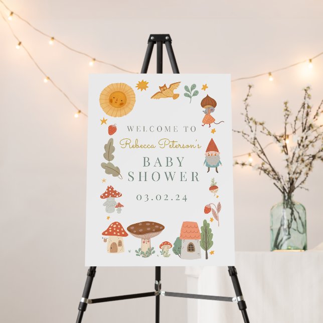 Woodland MushroomBirthday/Baby Shower Welcome Sign (In Situ (Stand))