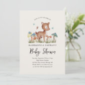 Woodland Mushrooms Baby Deer Baby Shower Invitation (Standing Front)
