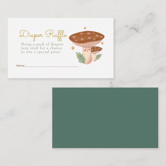 Woodland Mushrooms Diaper Raffle Enclosure Card (Front/Back)
