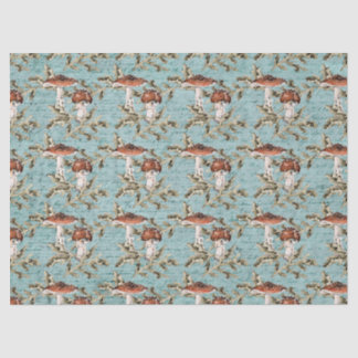 Woodland Mushrooms on Teal Tissue Paper