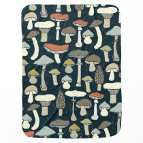 Woodland Mushrooms Pattern Rustic Baby Blanket