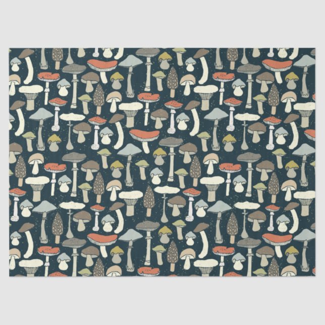 Woodland Mushrooms Pattern Rustic Tissue Paper (Front)