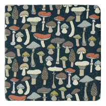 Woodland Mushrooms Pattern Rustic Trivet