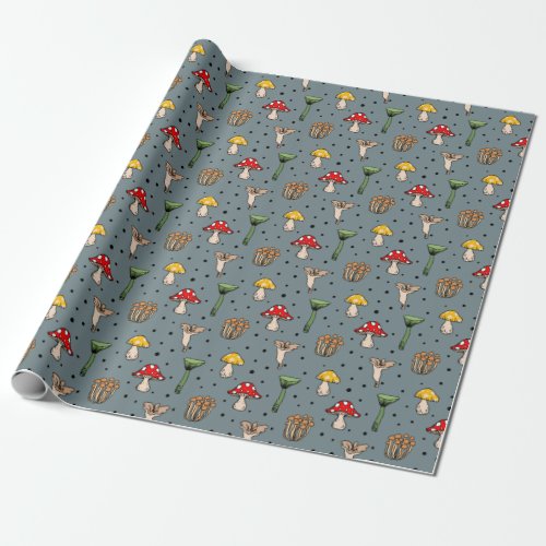 Woodland Mushrooms Pattern Wrapping Paper