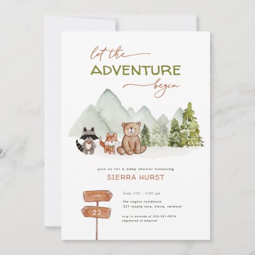 Woodland Nature Adventure Baby Shower Invitation