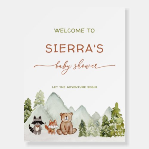 Woodland Nature Adventure Baby Shower Welcome Sign