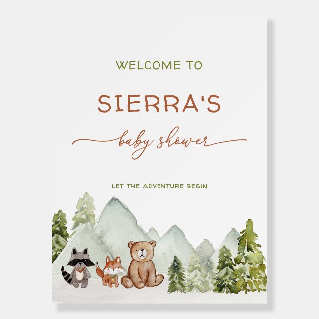 Woodland Nature Adventure Baby Shower Welcome Sign (Front)