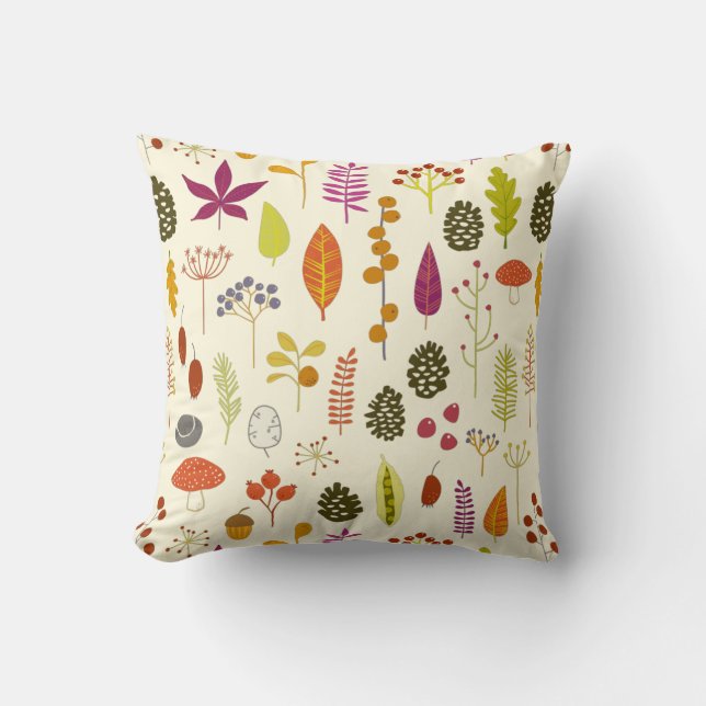 Woodland Nature Throw Pillow (Front)