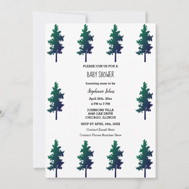 Woodland Nature Trees Baby Shower Boys Girls 2024 Invitation (Front)