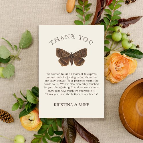 Woodland Nature Vintage  Baby Shower Thank You Card