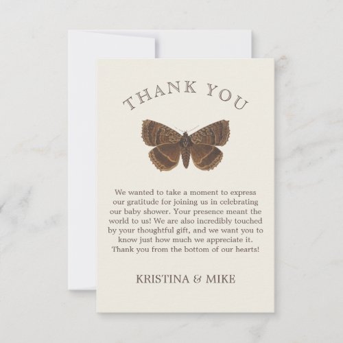 Woodland Nature Vintage  Baby Shower Thank You Card
