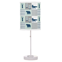 Woodland - Navy Blue, Gray, Mint Green Table Lamp