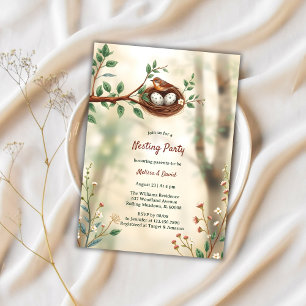 Woodland Nesting Party Rustic Bird Baby Shower Invitation