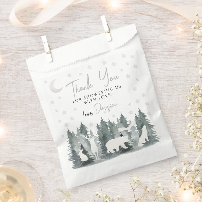 Woodland neural baby shower thank you favor bags (Clipped)