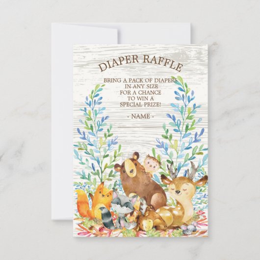 Woodland Neutral Baby Shower Diaper Raffle Ticket (Front)