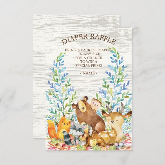 Woodland Neutral Baby Shower Diaper Raffle Ticket (Front/Back)