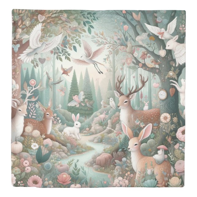 Woodland Neutral Colors Duvet Cover (Front)