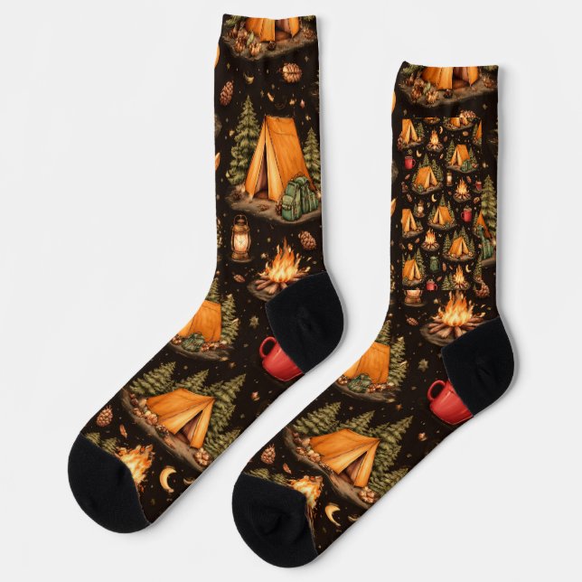 Woodland Nights Camping Pattern Socks (Left)