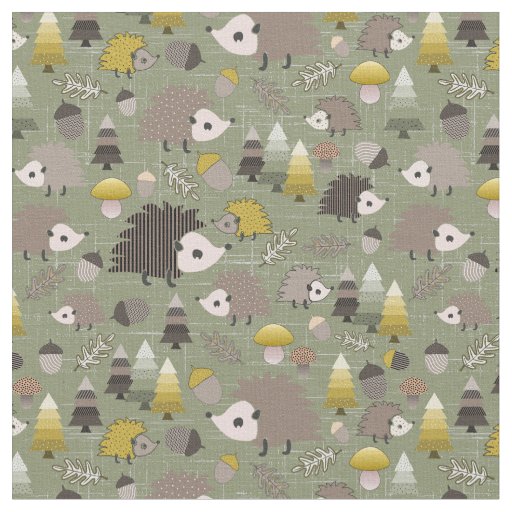 Woodland Nocturnal Hedgehogs Fabric