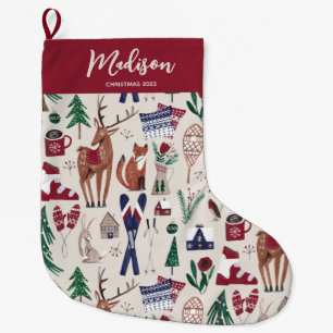 Woodland nordic Christmas all-over print Large Chr Large Christmas Stocking