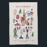 Woodland nordic ski Christmas Kitchen Towel<br><div class="desc">Woodland nordic après ski Christmas illustration. Original artwork by Caroline Bonne Müller</div>