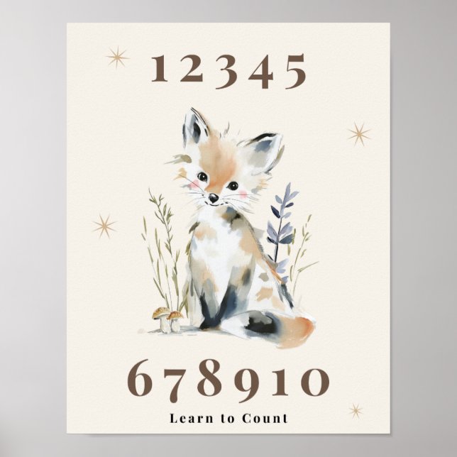 Woodland Number Nursery Print (Front)