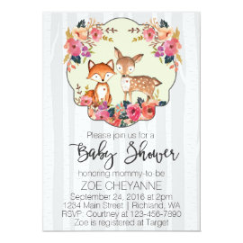 Woodland Nursery Baby Deer and Fox Baby Shower Card