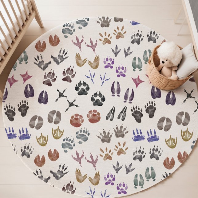 Woodland Nursery Decor, Animal Tracks Playroom Rug (Creator Uploaded)