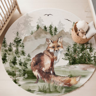 Woodland Nursery Decor, Red Fox Rug