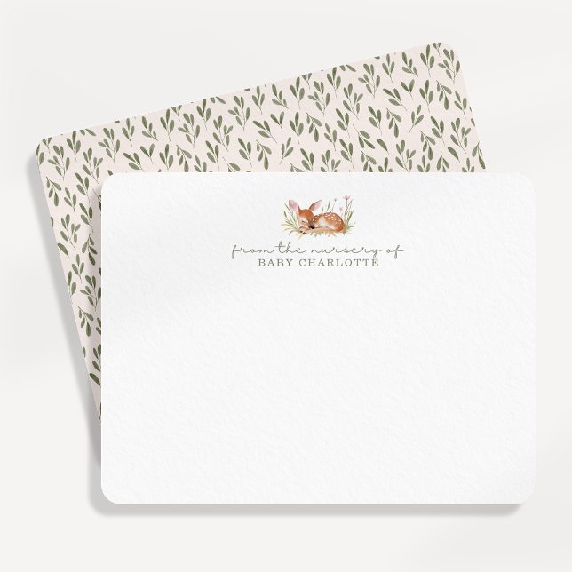 Woodland nursery fawn gender neutral note card (Creator Uploaded)