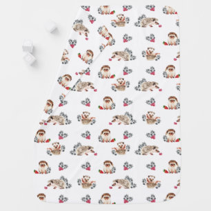 Woodland Nursery - Hedgehogs and wild berries Baby Blanket