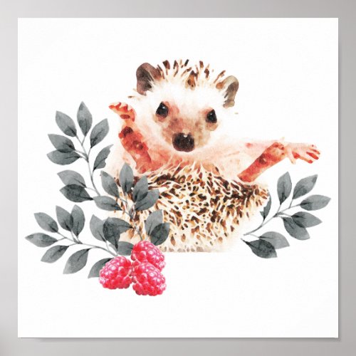 Woodland Nursery _ Hedgehogs and wild berries Poster