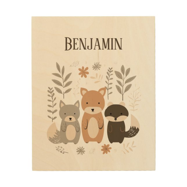 Woodland Nursery Minimalist  Wood Wall Art (Front)