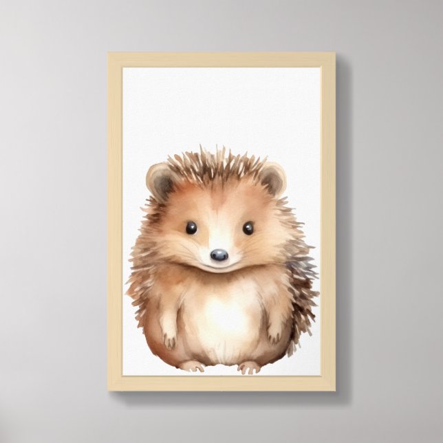 Woodland Nursery Room Décor Hedgehog Framed Art (Framed Front)