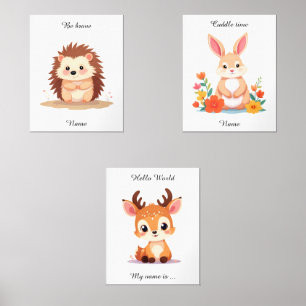 Woodland Nursery Room Decor Personalized Wall Art Sets