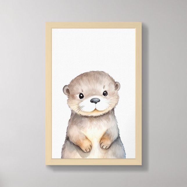 Woodland Nursery Room Poster Otter Animal (Framed Front)