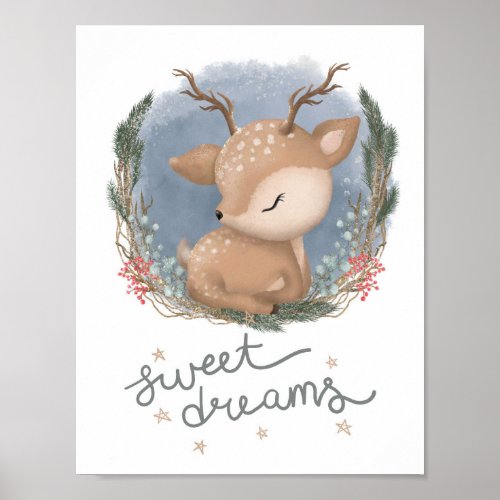 Woodland Nursery Sweet Dreams Fawn Poster