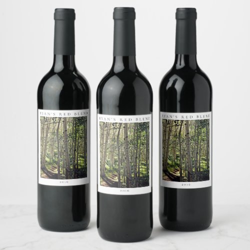 Woodland of Aspen Trees Laptop Sleeve Wine Label