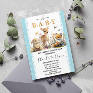 Woodland Oh Baby Spring Boy Baby Shower Invitation