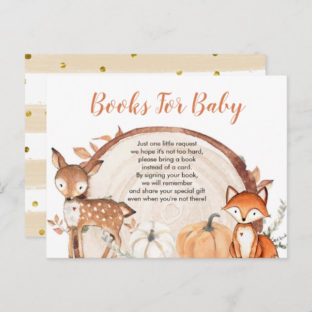 Woodland Oh Boy Pumpkin Baby Shower Books for Baby Invitation Postcard (Front/Back)