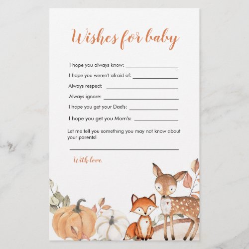 Woodland Oh Boy Pumpkin Shower Wishes For Baby