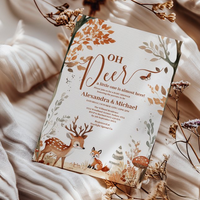 Woodland Oh Deer Forest  Baby Shower Invitation (Creator Uploaded)