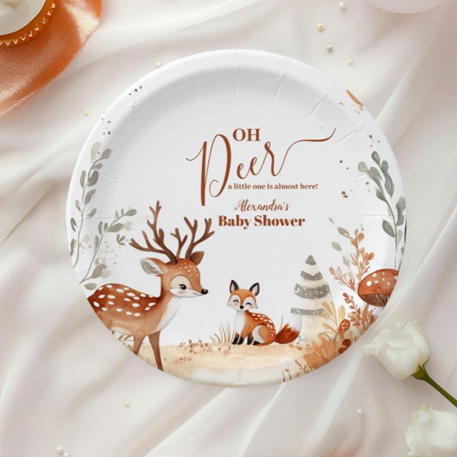 Woodland Oh Deer Forest  Baby Shower Paper Plates (Creator Uploaded)