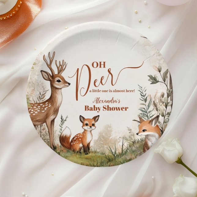 Woodland Oh Deer Theme Baby Shower Paper Plates (Creator Uploaded)