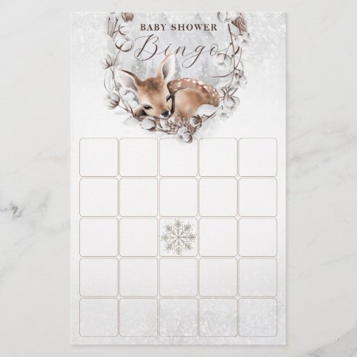 Woodland Oh Deer Winter Baby Shower Bingo Game